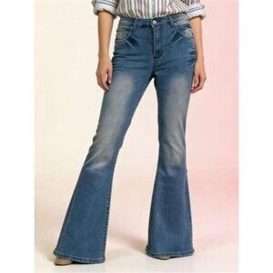 Full Size Vintage Wash High-Waisted Flare Jeans Plus Size